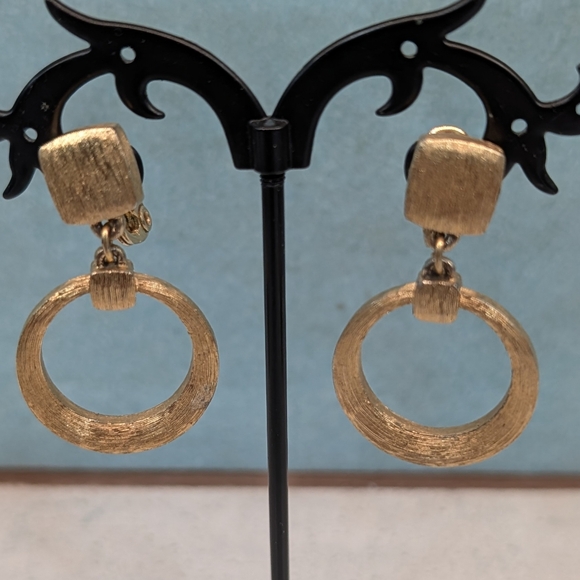 Monet Jewelry - Vintage Monet Clip On Hoop Earrings